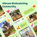 A collage of birdwatching images and comments from the birdwatch community on the birdfy feeder bamboo. 