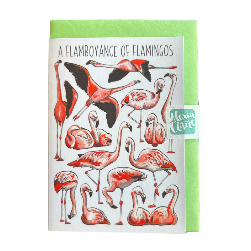 A flamboyance of flamingos greeting card by Alexia Claire