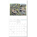 Calendar with illustration of birds and nature on a white background