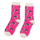 Miss Sparrow ladies badger socks - hot pink