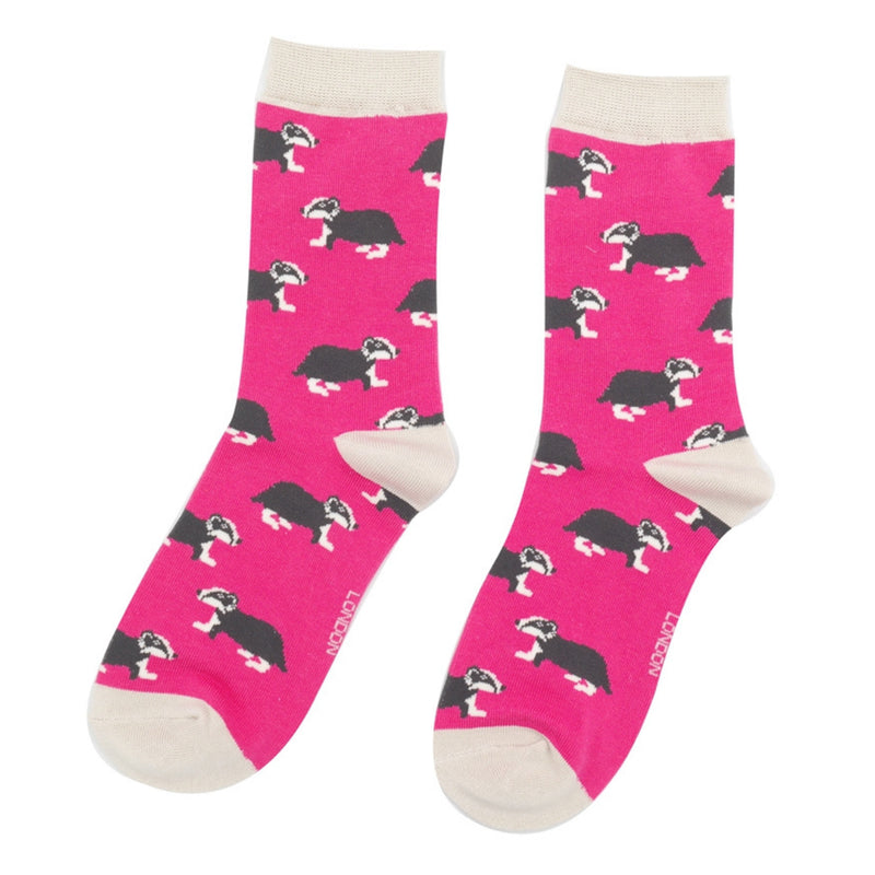 Miss Sparrow ladies badger socks - Hot pink