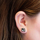 Robin Valley hand-painted wooden earrings - badger