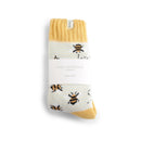 Miss Sparrow ladies winter bees and stripes socks - cream