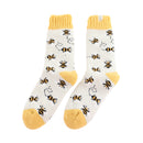 Miss Sparrow ladies winter bees and stripes socks - cream