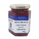 A 200g jar of beetroot chutney with oranges from Reedy'y Naturally