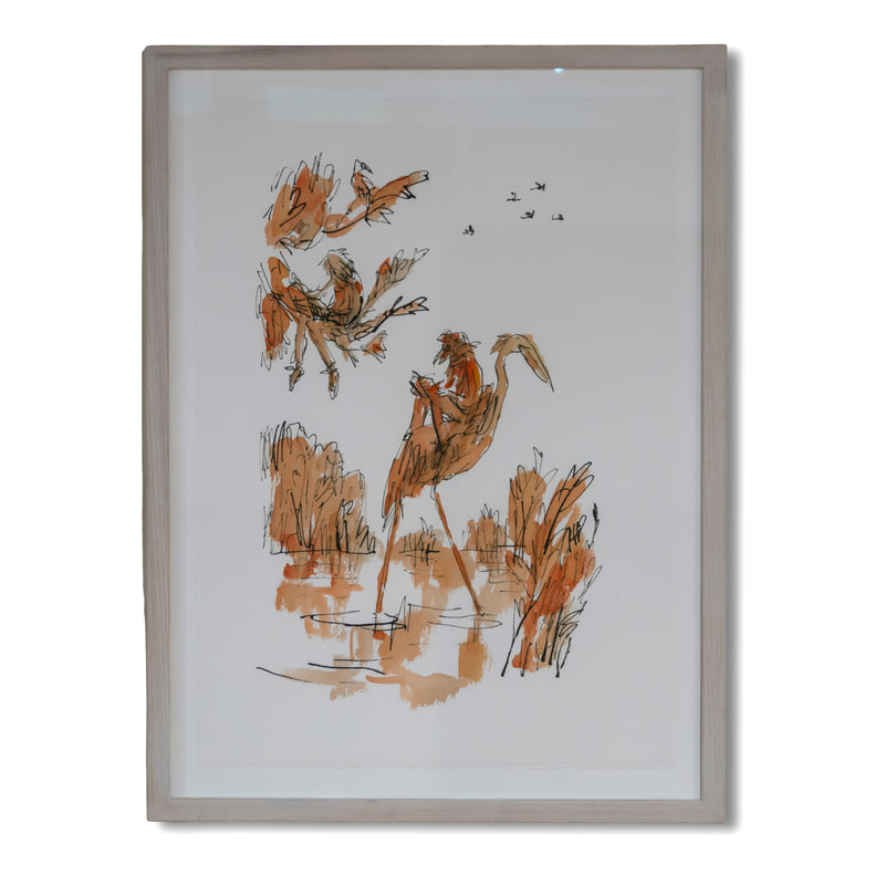 Quentin Blake: Drawn to Water print, Bird Companions