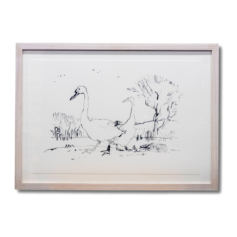 Quentin Blake: Drawn to Water print, Birds drawn with Quills: Geese