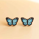 Robin Valley hand-painted wooden earrings - Blue butterfly