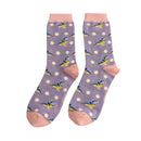 Miss Sparrow Ladies bluetits and spot socks - Lilac