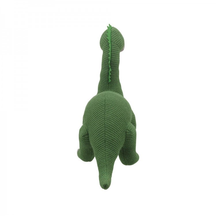 Green knitted Brontosaurus soft toy