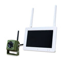 Wireless wildlife security camera system with monitor on a white background