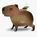 Eugy Capybara 3D model with a bird on it's back