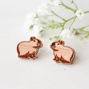 Robin Valley hand-painted wooden earrings - capybara