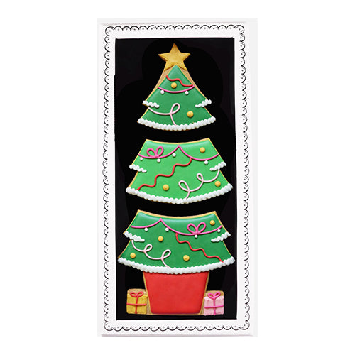 Biscuiteers Hand-Iced Christmas Tree Letterbox Biscuits, pack of 3