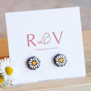 Robin Valley hand-painted wooden earrings - daisy flower
