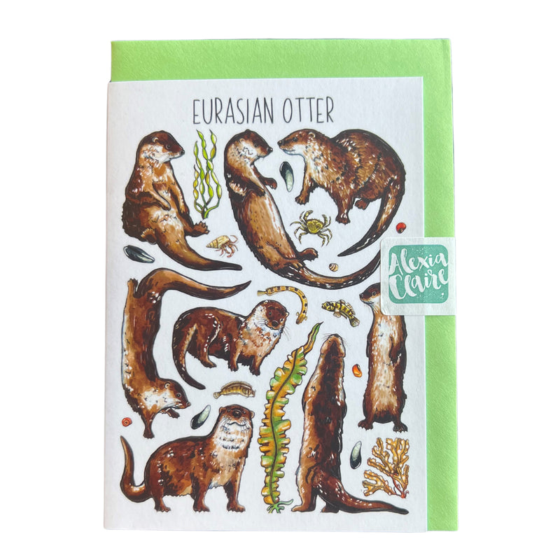 Eurasian otter greeting card by Alexia Claire