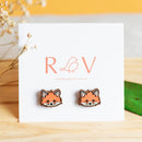 Robin Valley hand-painted wooden earrings - red fox