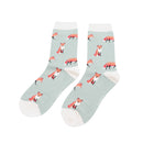 Miss Sparrow ladies foxes socks - duck egg