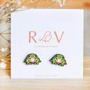 Robin Valley hand-painted wooden earrings - frog