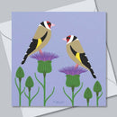 Goldfinches on Cornflowers Greetings Card