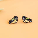 Robin Valley hand-painted wooden earrings - Great Tit