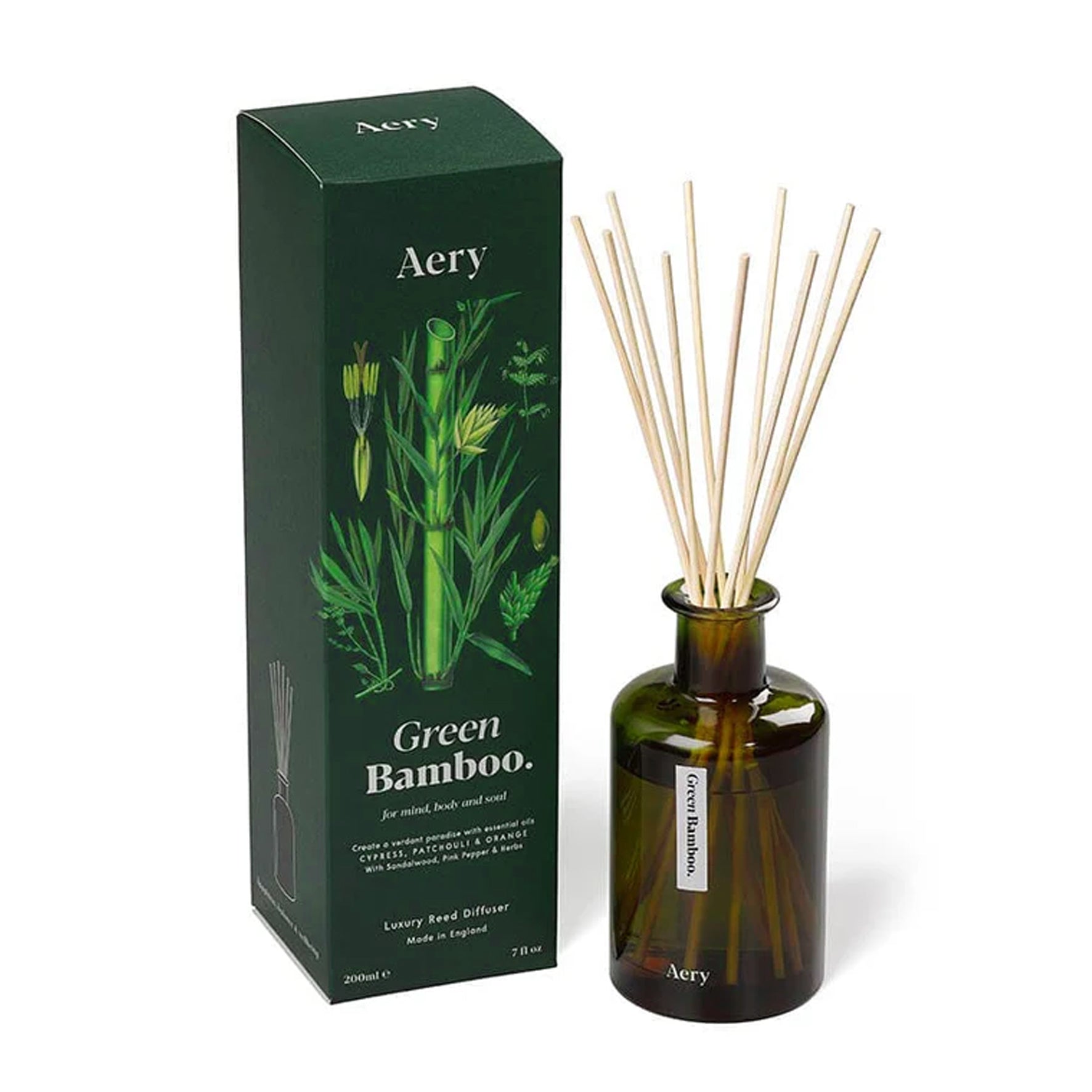 Aery green bamboo reed diffuser, Cypress patchouli and orange