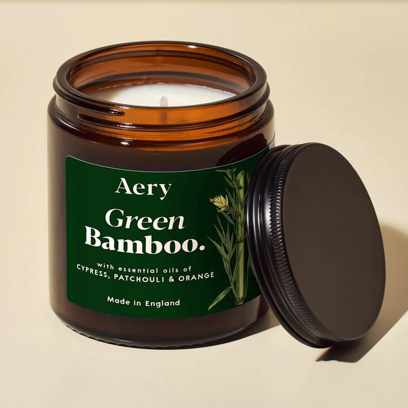 Green Bamboo scented jar candle, Cypress patchouli and orange