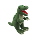 Green knitted T-Rex soft toy
