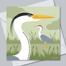 Grey Herons on a Lake Greetings Card