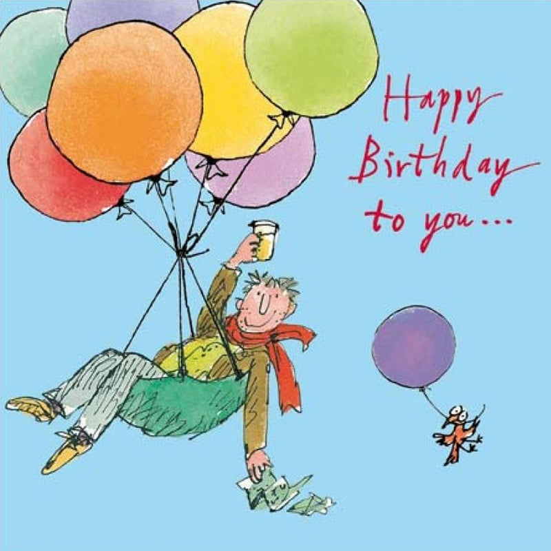Quentin Blake - Hanging Around Balloons Birthday Card
