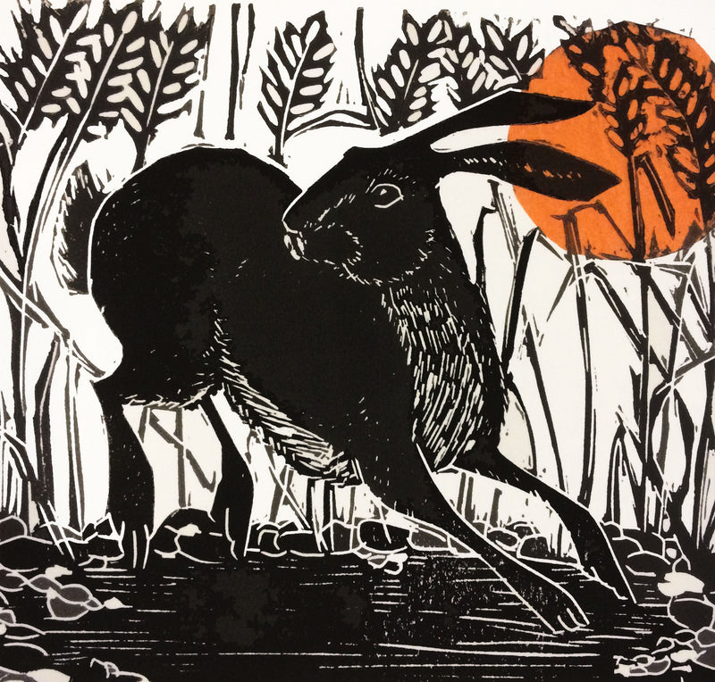 Sue Welfare Hare and Sun greeting card