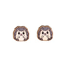 Wooden hedgehog stud earrings - sute design with hedgehog in sitting positon