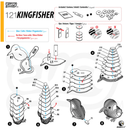 Kingfisher model kit assembly diagram with labeled parts and steps.