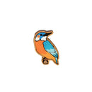 Robin Valley hand-painted wooden pin badge - Kingfisher