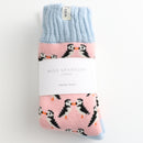 Miss Sparrow ladies winter kissing puffins socks - dusty pink