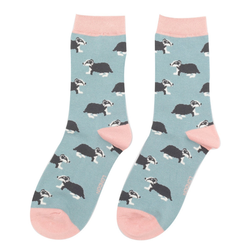 Ladies badger socks - Duck egg
