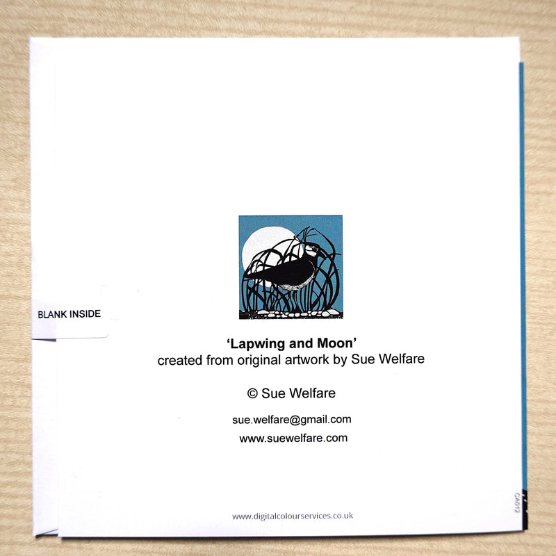 Sue Welfare Lapwing and Moon greeting card