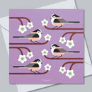 Long-Tailed Tits on Blossom Greetings Card