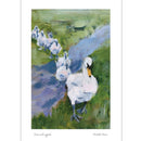 Swan with Cygnets Greeting Card by Michelle Hawes