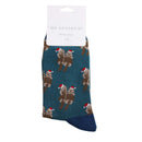 Mr Sparrow ladies festive otter socks - teal