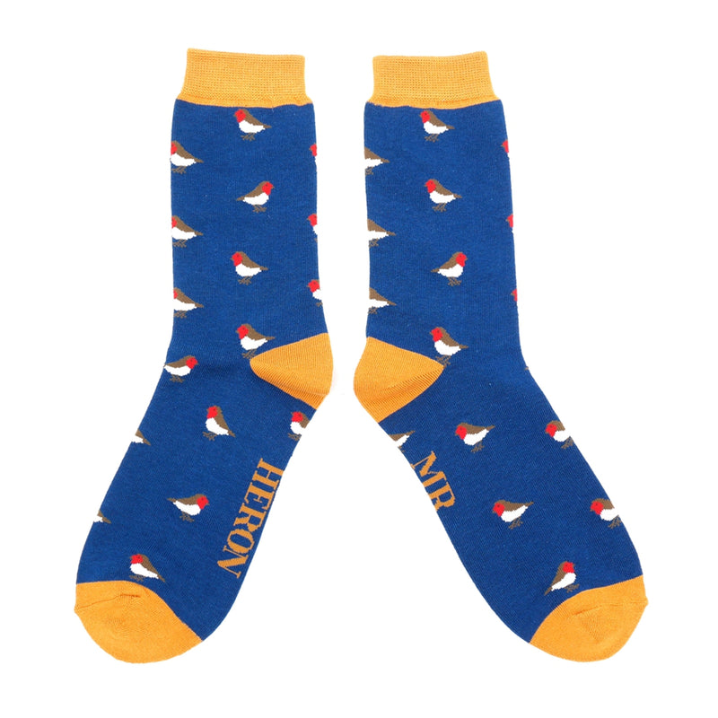 Men's little robins socks - navy