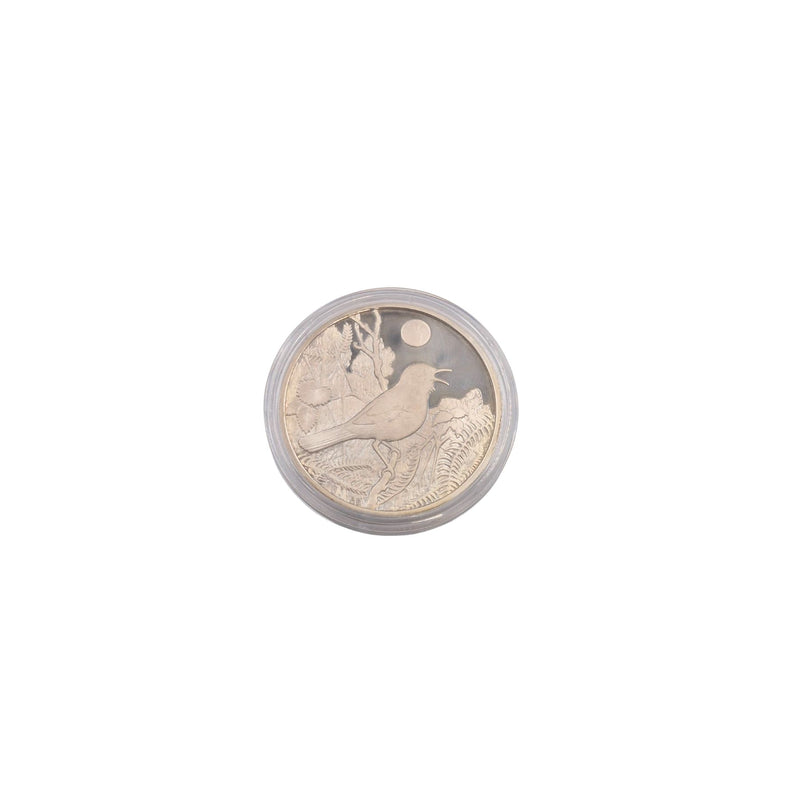 Sterling silver coin - Peter Scott's British Birds Nightingale