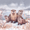 Otters in Snow Christmas Cards