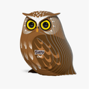 Brown owl Eugy 3D model with yellow eyes on a white background