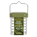 Jacobi Jayne green suet feeder with a label on a white background