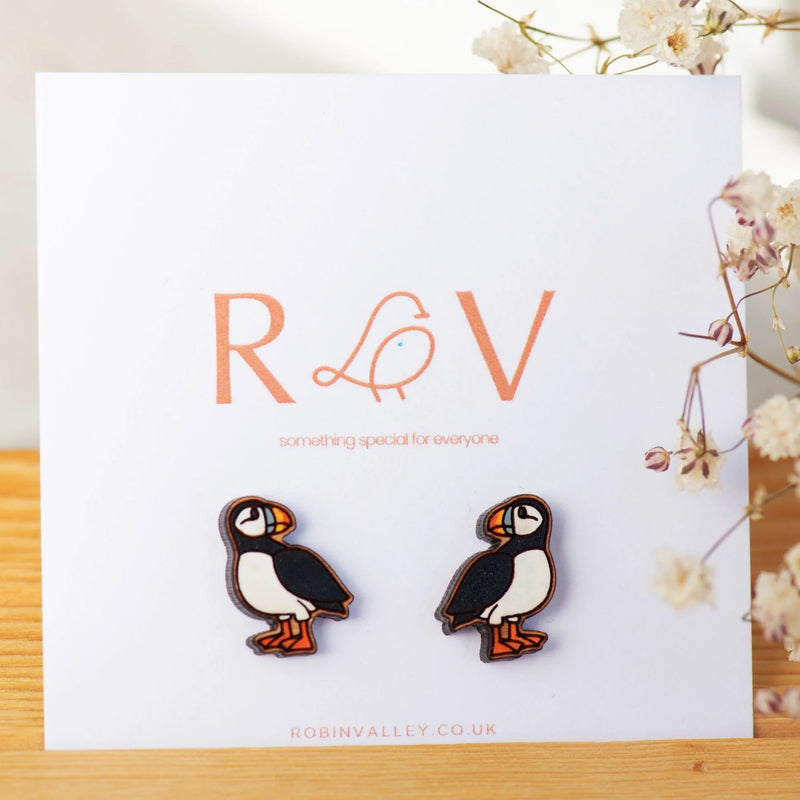 Robin Valle puffin earrings 