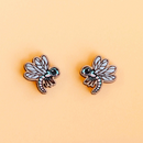 Robin Valley hand-painted wooden stud earrings - Dragonfly