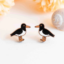 Robin Valley hand-painted wooden earrings - Oystercatcher