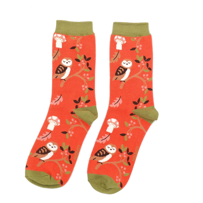 Ladies woodland socks - burnt orange/ Red
