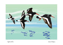 Contemporary illustration of an oystercatcher bird in a minimalist, Japanese woodblock-inspired style.
